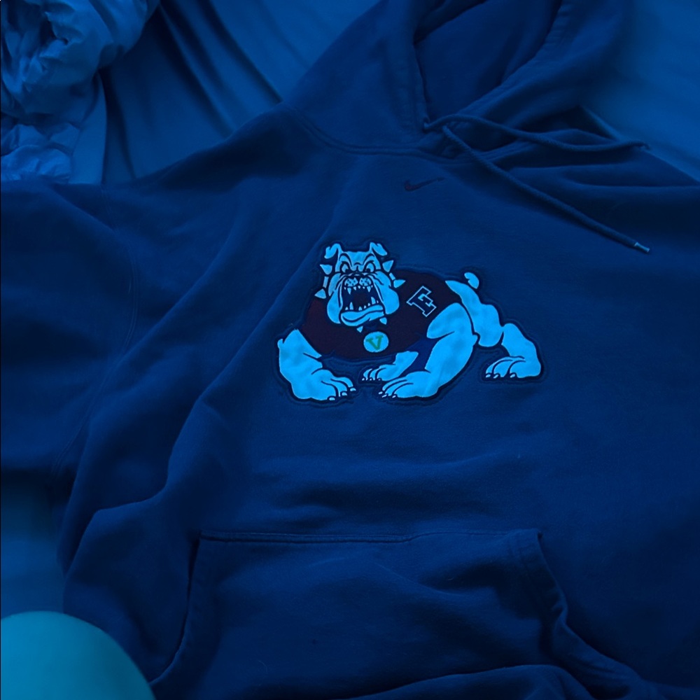 Nike Navy Hoodie with Bulldog Design